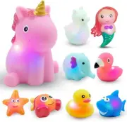9PCS LED Unicorn Bath Toys Floating Lights for Baby, Toddler & Pool Fun