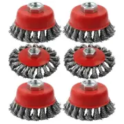 4 Inch Wire Wheel Cup Brush Set for Grinder, 6 Pack Wire Wheels for 4 1/2 Ang...