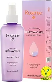 Rosense Pure Rose Water with Hyaluronic Acid | Skin Balancing Moisturising Facial Treatment Facial Cleansing, Fragrance & Alcohol Free Natural Face Toner Spray - 200ml