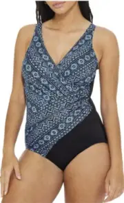 Miraclesuit Women's Swimwear Oceanus Tummy Control V-Neck Soft Cup One Piece 16