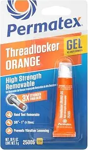 Permatex 25005 High Strength Removable Threadlocker Orange Gel, 5 g