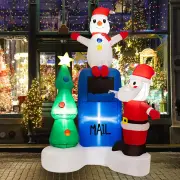 Costway185 CM Lighted Mailbox Santa Claus Snowman Christmas Tree Decoration