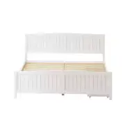 NNEED Wooden Bed Frame King Size with Trundle Drawers White