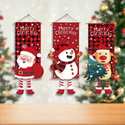 3Pcs Xmas Hanging Flag Cartoon Window Background Hanging Flag Christmas Ornament