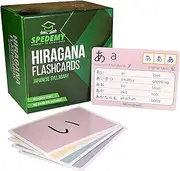 Spedemy Hiragana Flash Cards - 266 Japanese Vocabulary Flashcards with Chart - Colorful Photo Cards with Hiragana Words, Meaning, Pronunciation - Alphabet Flash Cards for Japanese Language Learning