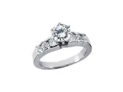 0.75Ct Round Diamond Bridal Engagement Ring Graduated Accents 14k Gold IJ I1