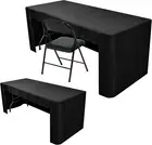 2 Pack Fitted Black Tablecloth for 4 Foot Tables-Open Back Folding Table Cover W