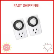 BN-LINK BND-60/U47 Indoor Mini 24-Hour Mechanical Outlet Timer, 3-Prong, 2-Pack