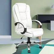 [ALFORDSON] Office Chair Ergonomic Computer Chair Executive Leather Chair Swivel Home Desk Chair,White