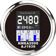 PCECKMZTFZ 2000 Multi-Functional 4 in 1 Gauge 85mm Digital Tachometer Water Temp Oil Pressure 0~10Bar with Alarm 9-32V Speedometer(2000-BS)