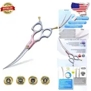 Professional Curved Pet Grooming Scissors - Smooth Cuts for Small Dogs & Cats