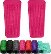 ZAXOP 2 Pack Heat Resistant Silicone Mat Pouch for Flat Iron, Curling Iron,Hair Straightener,Hair Curling Wands,Hot Hair Tools (HOT PINK&HOT PINK)