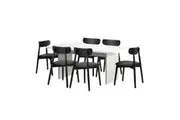 Oikiture 6-Seater Dining Table and Chairs Black
