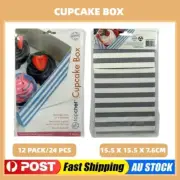 24 x Cupcake Box 2 Sets 4 Holder Portable Paper Pattie Cake Holder Gift Party