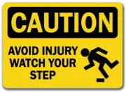 Caution Sign - Avoid Injury Watch Your Step w/ Graphic - 10x14 OSHA Safety Sign