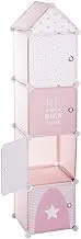 Storage Tower - Tower Shape - Colour Pink, Grey and White