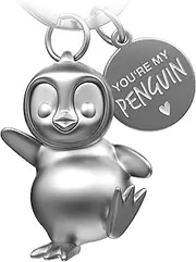FABACH Penguin Keyring Breezy - Penguin Lucky Charm Gifts Girlfriend or Boyfriend - Partner Gift Love Keyring for Birthday, Anniversary - Engraving You're My Penguin, Silver (Matte), 1 item, charm