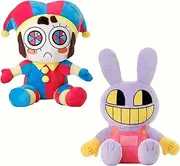 Maomoto The Amazing Digital Circus Plush Toys,Jax Plush Pomni Plushies Toy for TV Fans,Soft Cotton Pillow Cute Stuffed Figure Doll Gifts for Kids Adults,Birthday Christmas Choice (2Pcs)