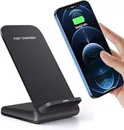 Wireless Charger Stand Induction Charger Fast Wireless Charging Stand for iPhone 14 13 12 11 15(Pro,Pro Max)/XS Max/XR/X/8 Plus/Samsung Galaxy S23/S22/S21/S20/Note 20 Ultra/S10 Plus,Pixel 7 pro/6/5XL