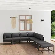 Patio Furniture Sets 8 Piece Garden Lounge Set with Cushions Poly Rattan Grey