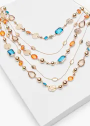[Taking Shape] Taking Shape Layered Jewel Statement Necklace in Multi - Women's Accessories Multi
