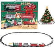 Electric Train Track Set,Christmas Train Engine Toy with Light and Sound | Passenger Carriage, Electric Locomotive Engine, Railway Track