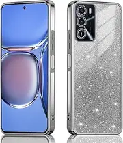 [JNERBUYI] Transparent Mobile Phone Case for Oppo A16 / A16s / A54s, Protective Case, Shockproof, Ultra Thin Exquisite Galvanised, Glitter Case for Girls, Black