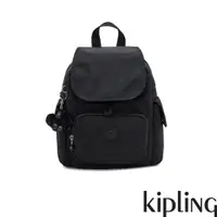 在飛比找蝦皮商城優惠-Kipling『猴子包』曜岩黑品牌經典圓標拉鍊掀蓋後背包-C