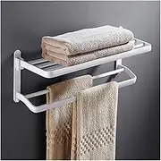 Towel Rack Towel Rack Bathroom Towel Rack Aluminum Foldable Bath Towel Holders with Hooks and Towel Bar Bath Hardware Wall Mounted Towel Storage Holder LWX