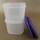 New TUPPERWARE Clear Mates Storage Containers Set Purple Seals New