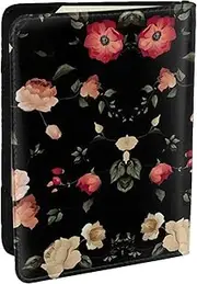 [JEJEA] Autumn Beautiful Floral Print Travel Organizer Credit Cards Case Passport BookPassport Holder Cover Wallet forTraveling,, Black, One Size