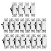 20Pack Decorator ON/OFF Rocker In Wall Paddle Switch 15A Single Pole White UL