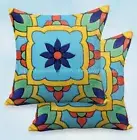 Set of 2 Mexican talavera cushion covers throws and cushions