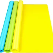 3 Pack Large Silicone Mats for Crafts,Silicone Placemats for Dining Table,Nonstick Nonslip Sheet, 15.7"x11.8" Craft Mat Table Protector(Blue & Yellow & Green)