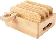 Wood Charging Station, Multifunctional Phone Docking Station, Nightstand Organizer for Cellphone, Watch, Laptop, Tablet, Stylish & Practical Charging Hub for Home or Office
