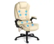 LANGRIA 8 Point PU Leather Reclining Massage Chair - Beige(AU Stock)
