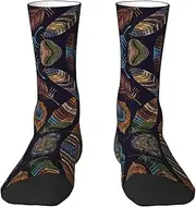 [EdWal] Soft Peacock feather print Moisture Wicking Socks Sports Socks for Men and Women Warm thermal Boot Hiking Socks