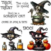 Halloween Silly Cats Skeleton Cauldron Bath Metal Cutting Dies Clear Stamps