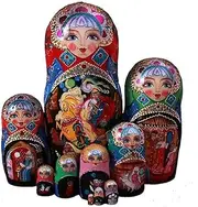 Matryoshka Russian Nesting Dolls 10 Pcs Nesting Dolls Handmade Wooden Matryoshka Souvenir Educational Toy Hand-Painted Pattern Creative Gifts Happy Gift