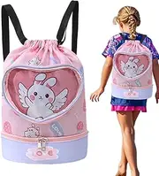Kids Pool Backpack | Waterproof Beach Bag Backpack - Dry Wet Separated Cartoon Drawstring Lightweight Pool Accessories for Beach School Use Travel Activities Sports Camping Gym