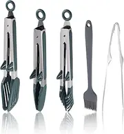 5pack Kitchen Tongs for Cooking，Silicone Tongs，9 Inch Small Silicone Tongs,Food Grade Mini Serving Tongs with Silicone Tips