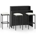4 Pcs Patio Bar Set With Cushions Weather Resistant Lounge Table And Stools