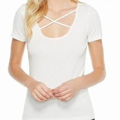 NEW! Womens Splendid L cut-out white stretchy t-shirt top