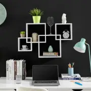 Danya B. Blocchetto Intersecting Cubes Wall Shelf Unit - Horizontal (White)