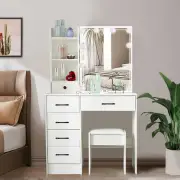 Modern Dressing Table Set Makeup Vanity Desk With Stool & 10 LED Lights Mirror