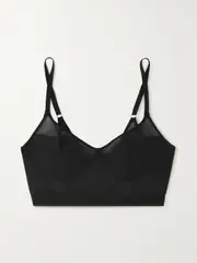 [HEIST] HEIST - Paneled Jersey And Tulle Soft-cup Bra - Black - large large Black