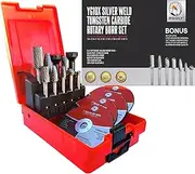 Premium-Grade Die Grinder Bits Carbide Burr Set 1/4 Shank 8-PC Double-Cut Rotary Burr Bits for Metal Fit Dewalt Milwaukee Die Grinders Accessories + Bonus Kit: 2-PC Mandrel & 4-PC 3-inch Cut Off Wheel