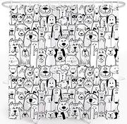 [oflok] Funny Cute Dog Shower Curtain for Kids Girls Boys, Funny Animals Dog Lovers Gift Bathtub Curtains Set, Vintage Country for Restroom Waterproof Bathroom Decor with 12 Hooks, 72x72 Inches(01)