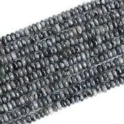 150PCS 2x4mm Natural Black Labradorite Stone Rondelle Beads Abacus Disk Stone Beads Round Loose Spacer Gemstone Beads for DIY Bracelet Necklace Jewelry Making