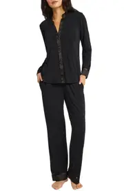 Fleur'T Tuxedo Satin Trim Pajamas